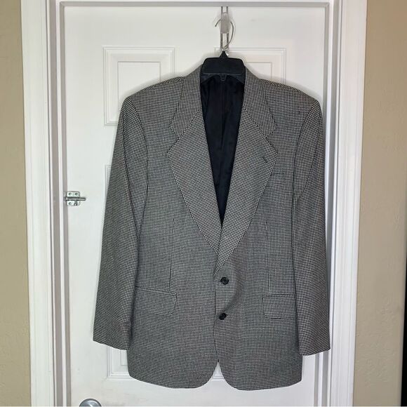 Oscar De La Renta Jacket Black & White Check Size 42R - Picture 5 of 13